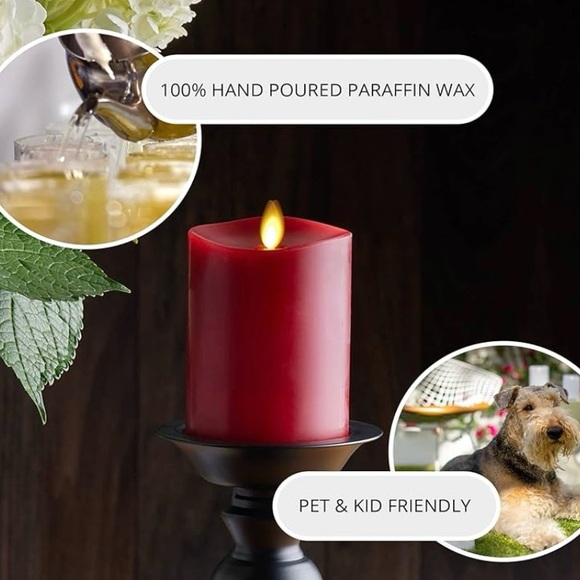 Luminara 3” x 4.5” Unscented Red Pillar. - Picture 5 of 8